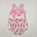 SR2933 Strawberry Girl Bows Pink Baby Girls Romper