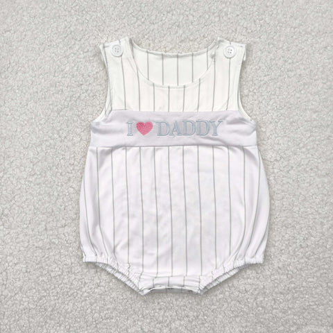 SR2947 Embroidery I Love Daddy Blue Baby Boys Romper