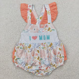 SR2948 Embroidery I Love MOM Orange Baby Girls Romper