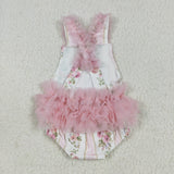 SR2964 Flower Tulle Pink Baby Girls Romper