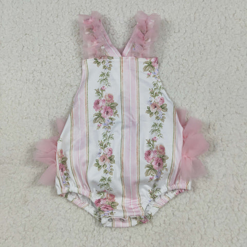 SR2964 Flower Tulle Pink Baby Girls Romper