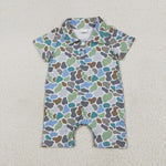 SR2980 Hunting Camo Green Polo Baby Boys Romper