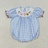 SR2981 Farm Animals Smocked Baby Girls Bubble Romper
