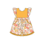 Preorder 04.09 SR3013 Flower Floral Yellow Shorts Girl's Jumpsuit