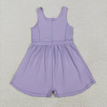 SR3020 Solid Color Purple Yoga Shorts Girl's Jumpsuit
