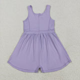 SR3020 Solid Color Purple Yoga Shorts Girl's Jumpsuit