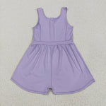 SR3020 Solid Color Purple Yoga Shorts Girl's Jumpsuit