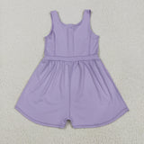 SR3020 Solid Color Purple Yoga Shorts Girl's Jumpsuit