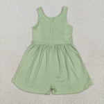 SR3021 Solid Color Yellow Green Yoga Shorts Girl's Jumpsuit