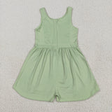 SR3021 Solid Color Yellow Green Yoga Shorts Girl's Jumpsuit