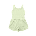 Preorder SR3021 Solid Color Yellow Green Yoga Shorts Girl's Jumpsuit