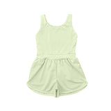 Preorder SR3021 Solid Color Yellow Green Yoga Shorts Girl's Jumpsuit
