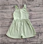 Preorder SR3021 Solid Color Yellow Green Yoga Shorts Girl's Jumpsuit