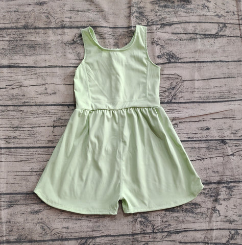 Preorder SR3021 Solid Color Yellow Green Yoga Shorts Girl's Jumpsuit