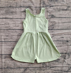 Preorder SR3021 Solid Color Yellow Green Yoga Shorts Girl's Jumpsuit