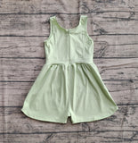Preorder SR3021 Solid Color Yellow Green Yoga Shorts Girl's Jumpsuit