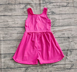 Preorder SR3022 Solid Color Dark Pink Yoga Shorts Girl's Jumpsuit