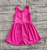 Preorder SR3022 Solid Color Dark Pink Yoga Shorts Girl's Jumpsuit