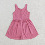 SR3024 Solid Color Dark Pink Yoga Shorts Girl's Jumpsuit