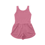 Preorder SR3024 Solid Color Dark Pink Yoga Shorts Girl's Jumpsuit