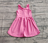 Preorder SR3024 Solid Color Dark Pink Yoga Shorts Girl's Jumpsuit