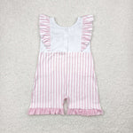 SR3025 Embroidery Coquette Bows Pink Stripe Baby Girls Romper