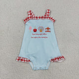 SR3055 Amusement Park Red Plaid Baby Girls Romper