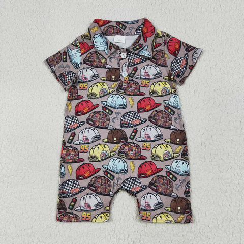 SR3067 Cartoon Cars Red Baby Boys Romper