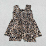 SR3070 Leopard Brown Girl's Shorts Jumpsuit