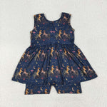 SR3071 Western Cactus Girl's Shorts Jumpsuit