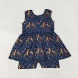 SR3071 Western Cactus Girl's Shorts Jumpsuit