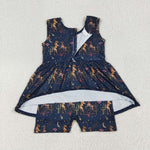 SR3071 Western Cactus Girl's Shorts Jumpsuit