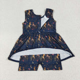 SR3071 Western Cactus Girl's Shorts Jumpsuit