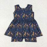 SR3071 Western Cactus Girl's Shorts Jumpsuit
