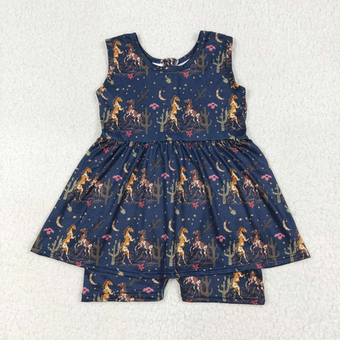 SR3071 Western Cactus Girl's Shorts Jumpsuit