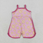 SR3083 Smiley Face Pink Girl's Shorts Jumpsuit