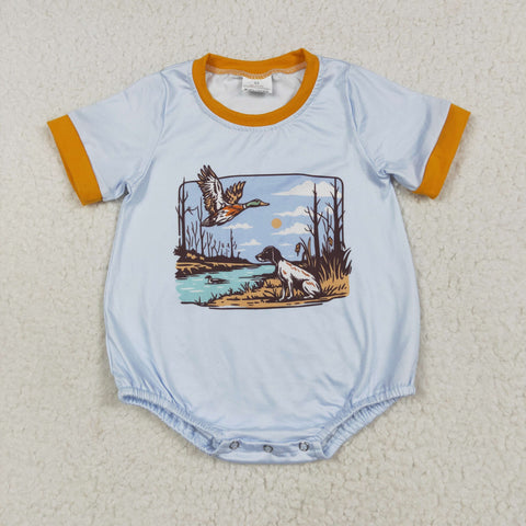 SR3093 Bird Dog Blue Baby Boys Romper