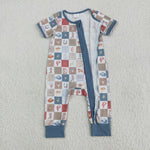 SR3098 Western Cowboy Baby Zipper Romper Sleepers