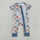 SR3098 Western Cowboy Baby Zipper Romper Sleepers