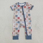 SR3098 Western Cowboy Baby Zipper Romper Sleepers