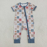 SR3098 Western Cowboy Baby Zipper Romper Sleepers