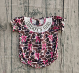Preorder Samples SR3105 Smocked Daddy's Girl Camo Bows Baby Girls Bubble Romper