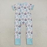 SR3109 Pumpkin Sky Blue Baby Zipper Romper Sleepers