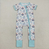 SR3109 Pumpkin Sky Blue Baby Zipper Romper Sleepers