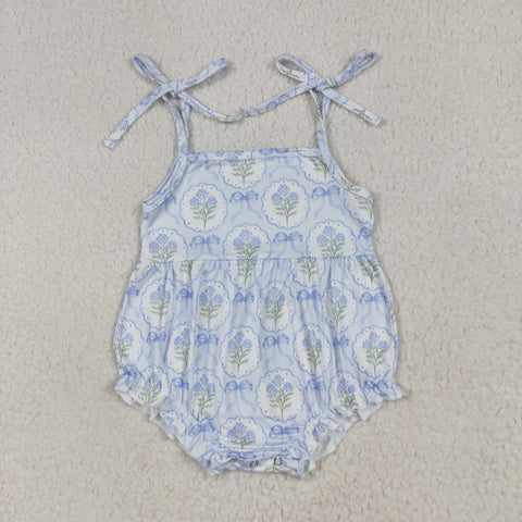 SR3117 Bouquet Flower Blue Baby Girls Romper