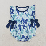 SR3121 Coquette Bows Blue Baby Girls Romper