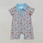 SR3128 Cowboy Boots Blue Polo Baby Boys Romper
