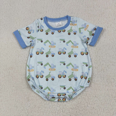 SR3142 Truck Car Blue Baby Boys Romper