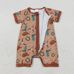 SR3155 Western Ribbed Shorts Baby Zipper Romper Sleepers