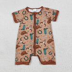 SR3155 Western Ribbed Shorts Baby Zipper Romper Sleepers